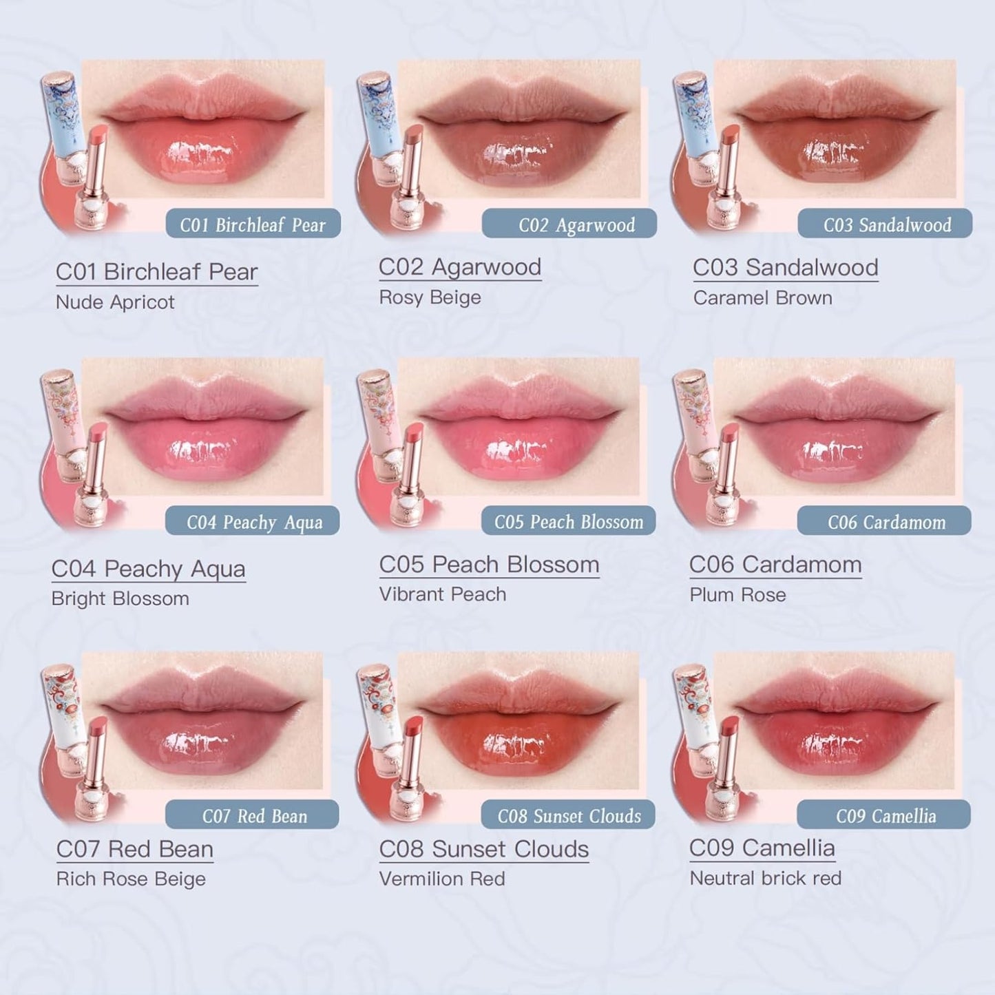Butterfly Cloud Collar Lipstick - Hydrating Glossy Lip Balm | Moisturizing Pink Tint (C05 Peach Blossom)