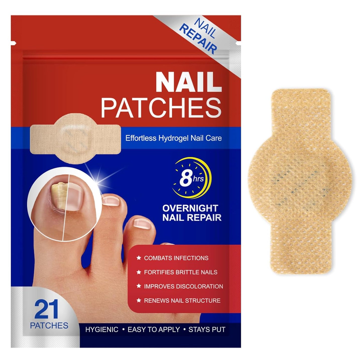 Fungal Nail Patches - Extra Strength Toenail Treatment for Damaged Nails | 21 Pcs