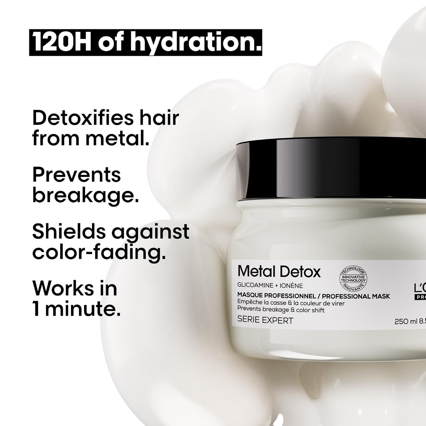 L’Oreal Professionnel Metal Detox Mask - Hydrating Hair Mask for Dull, Brittle Hair | Prevents Damage & Color Fading