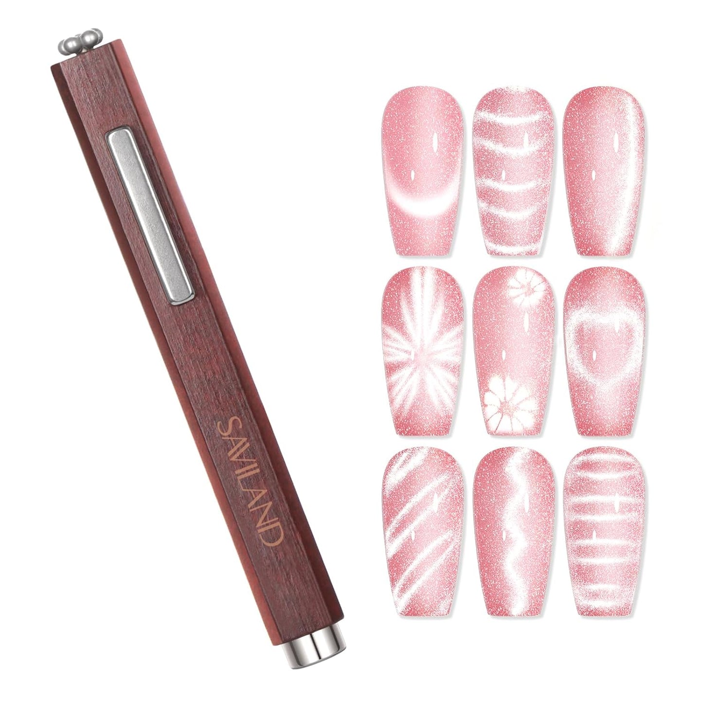 Cat Eye Magnet for Nails - 9PCS Dual-Ended Nail Art Tools | Strong Magnet for DIY Salon & Home Use