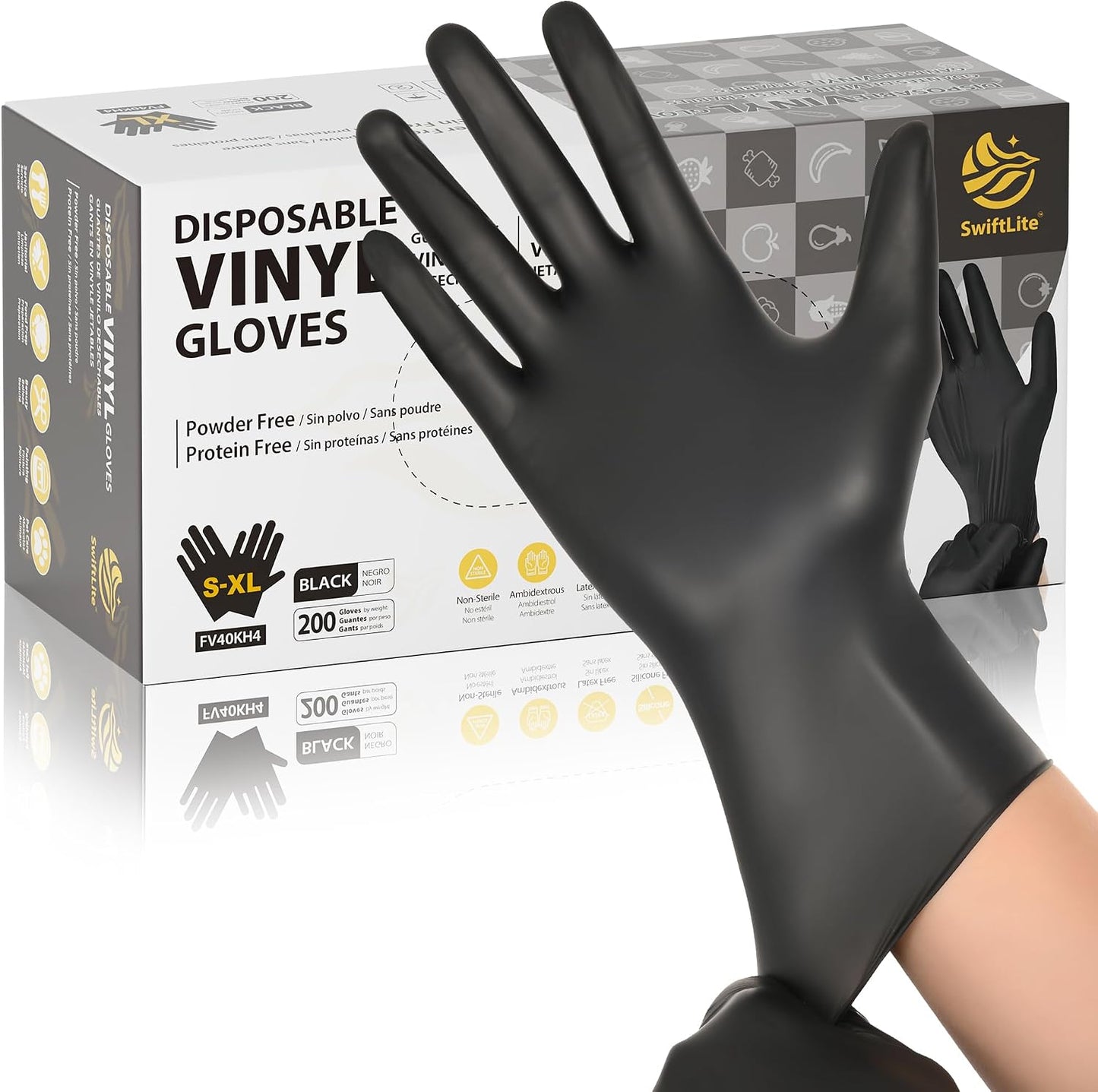 Black Vinyl Disposable Gloves - Food Grade, Latex Free & Powder Free | Ideal for Cooking & Cleaning