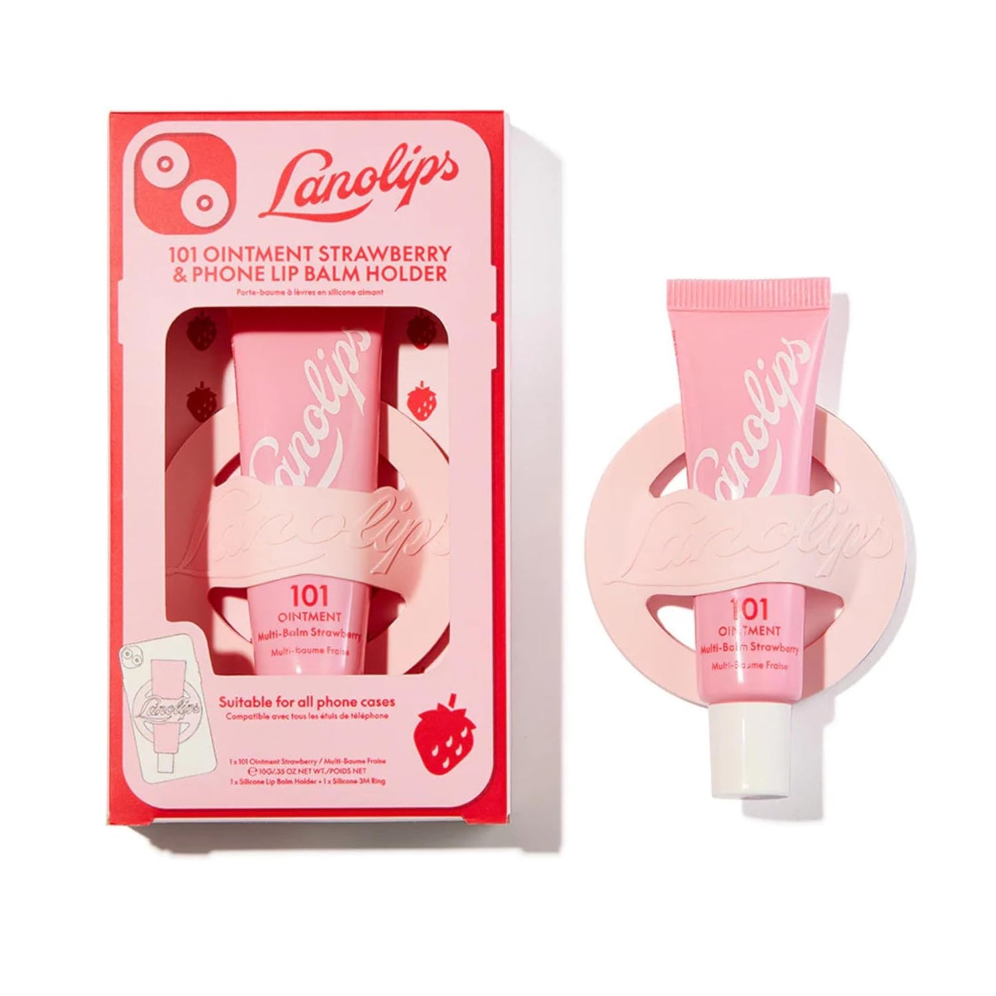 Lanolips 101 Ointment Strawberry - Hydrating Fruity Lip Balm with Vitamin E & Lanolin | 0.35 Ounce