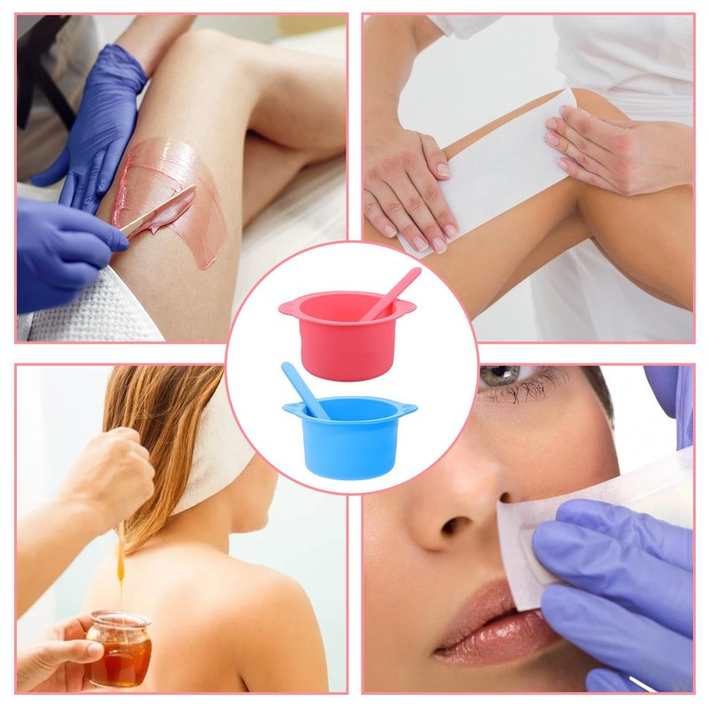 cobee 2 Pcs Silicone Wax Pot Liners, Silicone Wax Warmer Liner Non stick Wax Bowl for Wax Warmer Wax Melt Warmer with 2 Pcs Wax Spatula Sticks for Hair Removal Compatible with 16 oz Waxing Kit