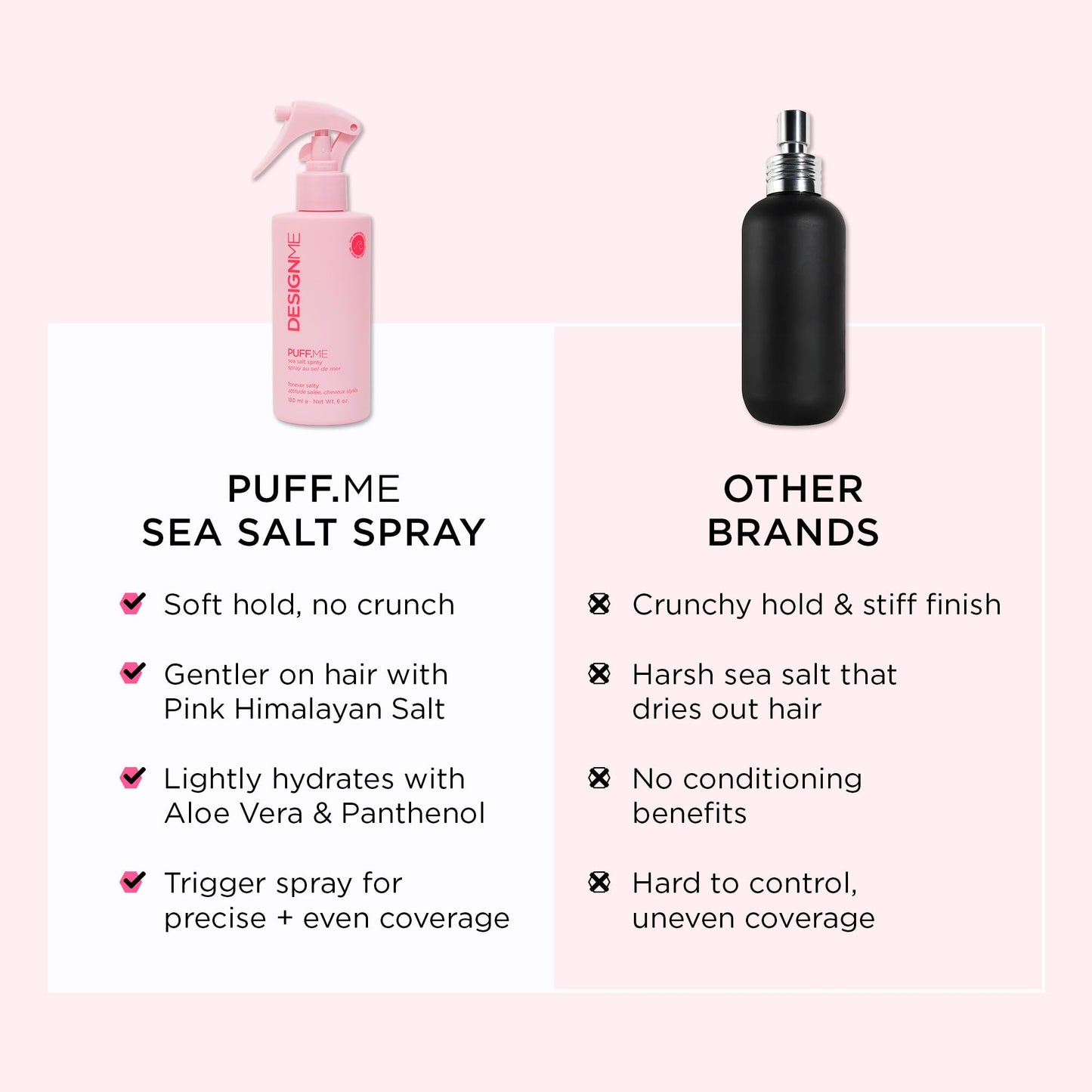 DESIGNME PUFF.ME Sea Salt Spray | Sea Salt Texture Spray for Beach Waves, Volume & Tousled Texture | Soft Hold, Lightweight Hydration & Non-Drying Sea Salt Hair Spray for Women