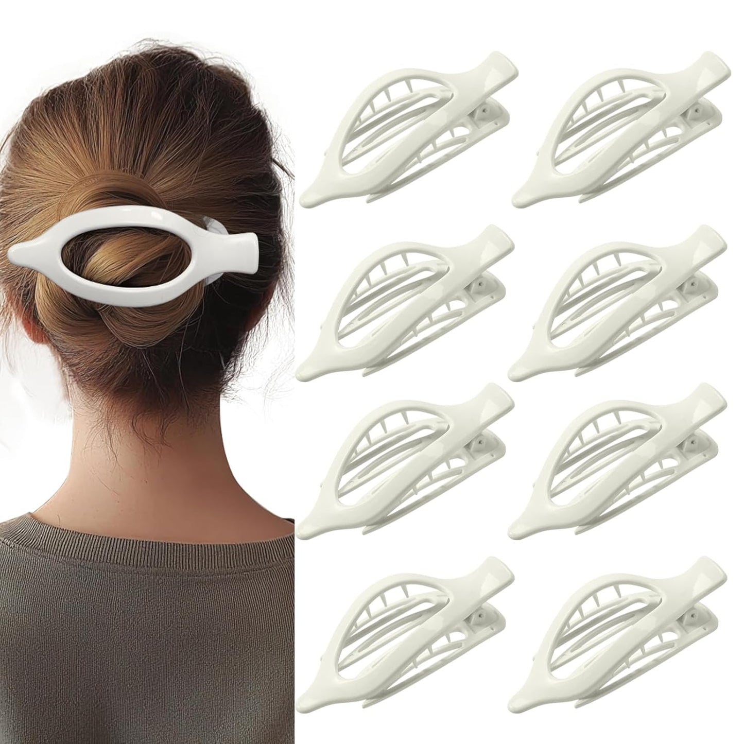 Flat Hair Clips for Women - 8 Pack Matte No Crease Claw Clips | Strong Hold for Thick & Thin Hair