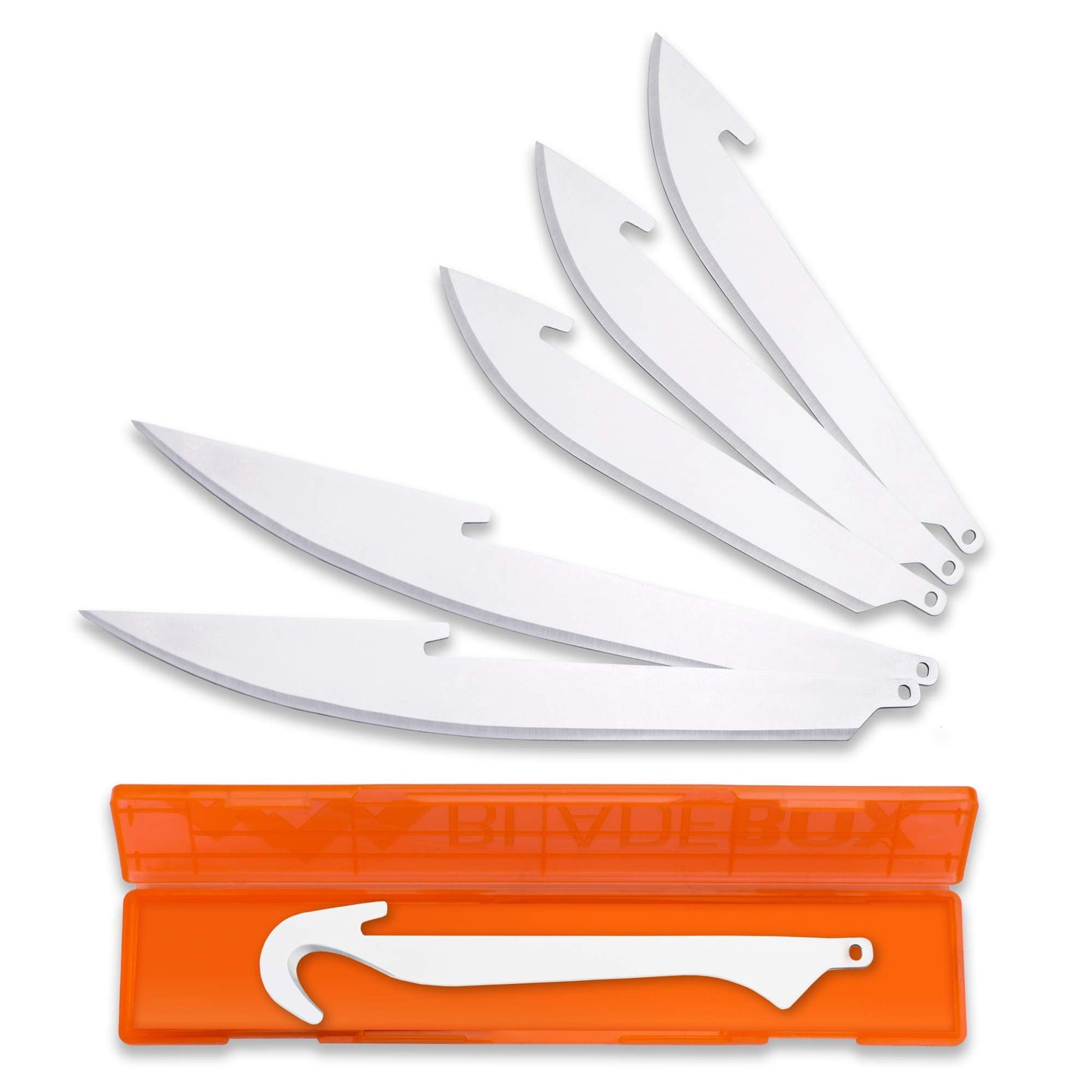 OUTDOOR EDGE 3.5" RazorSafe Replacement Knife Blades - 6 Piece Combo Set (3 Drop-Point, 2 Boning/Fillet, 1 Gutting Blades) Plus Blade Storage Box