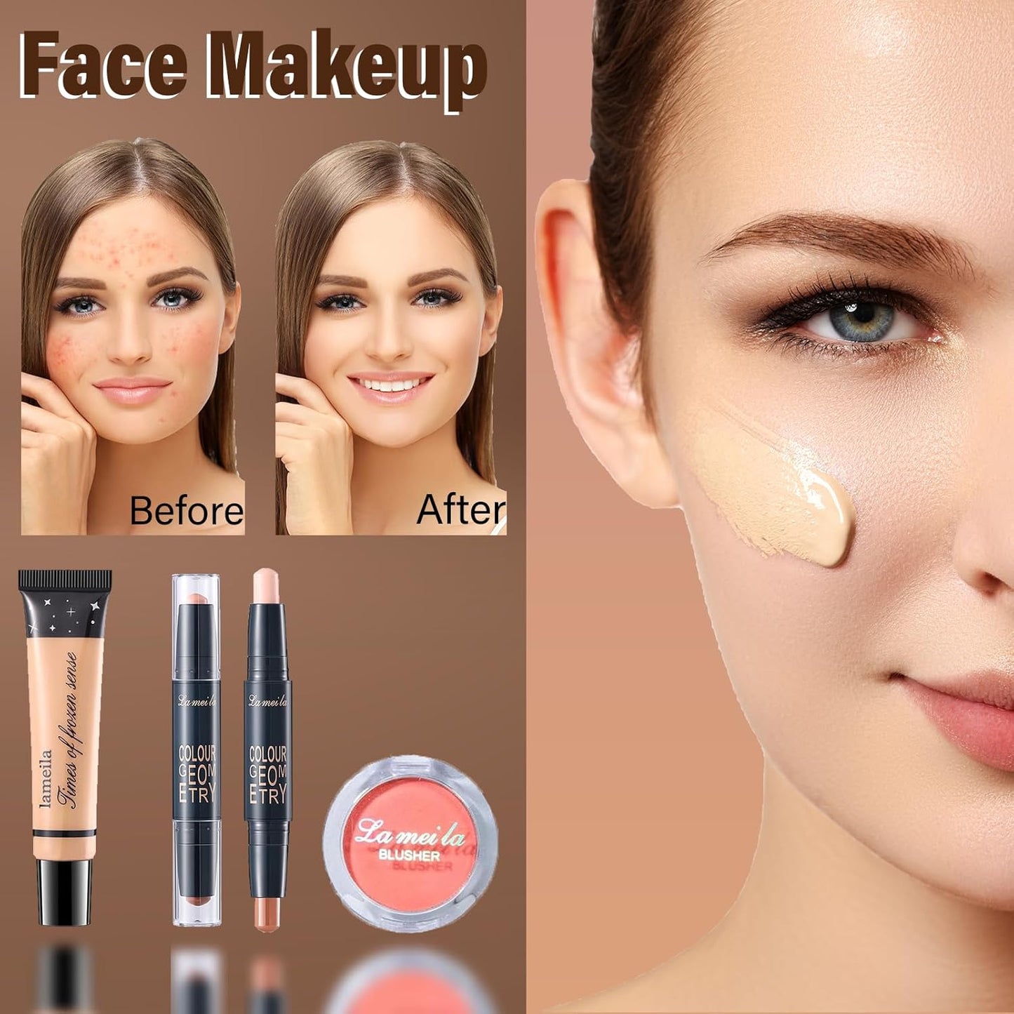 Makeup Set for Women | Complete Beginner Makeup Kit with Eyeshadow Palette & Essential Tools