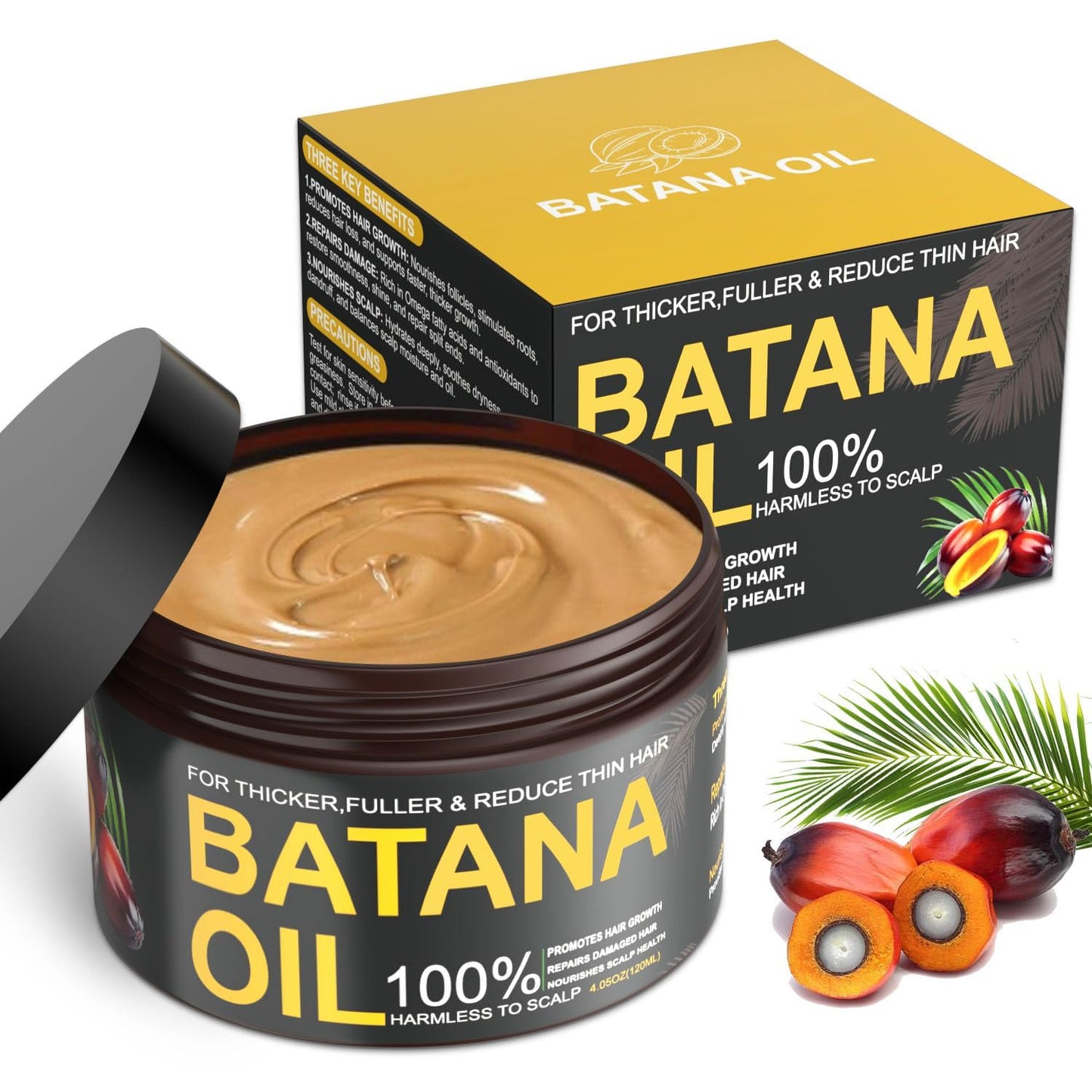Batana Oil for Hair Growth - 100% Natural Pure Scalp Mask | Prevents Hair Loss & Enhances Thickness (4.05 Oz)