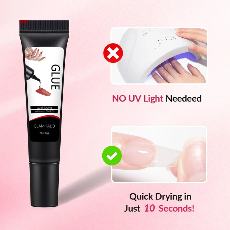 Quick Dry Nail Glue Gel - Super Strong, Long Lasting Formula | 10g with 10ml Remover