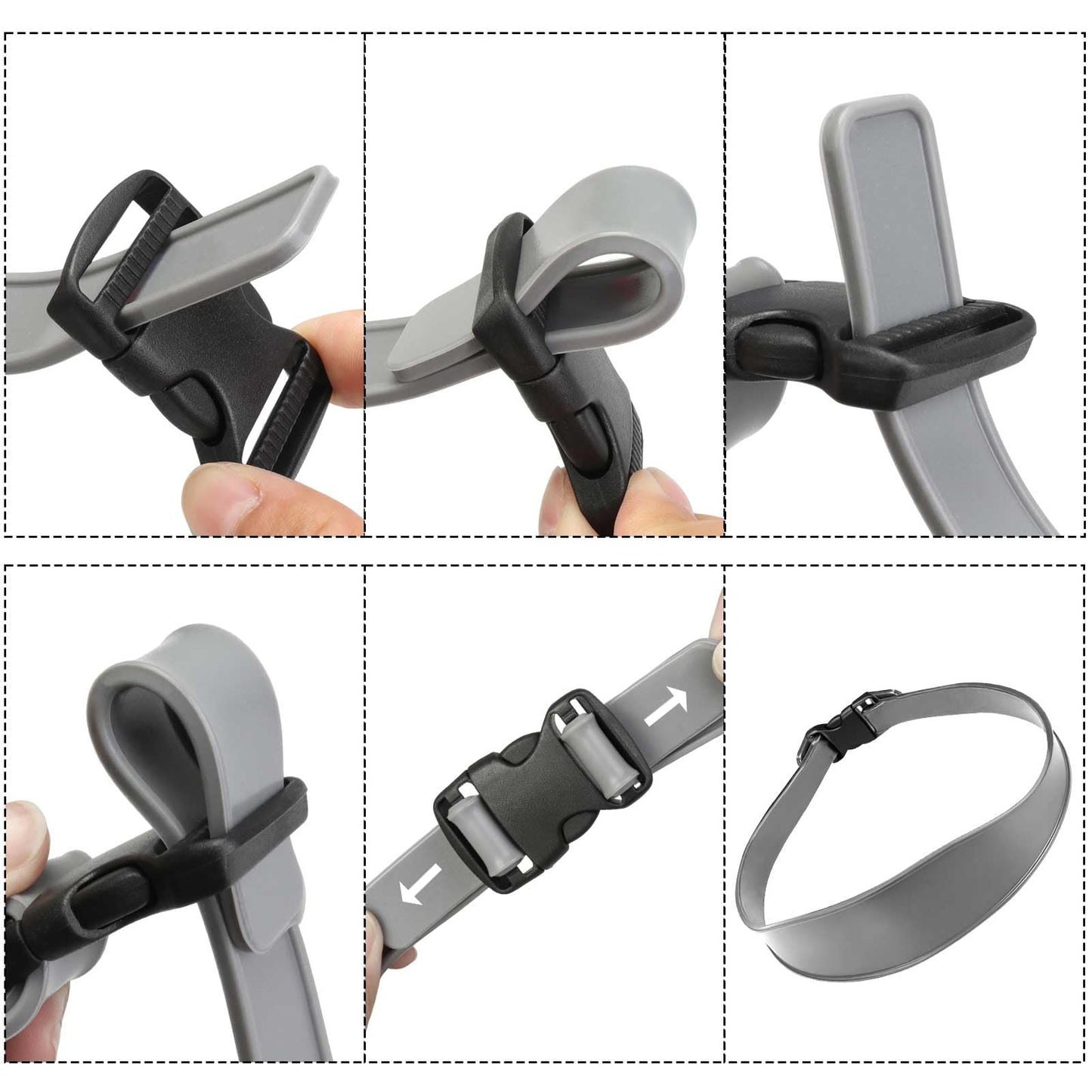 FOWSRHRG 1PC Neckline Shaving Template for DIY Self Haircutting, Adjustable Hair Trimming Guide, Silicone Curved Haircut Band for Cleaning Straight Neck Hairline (Gray)