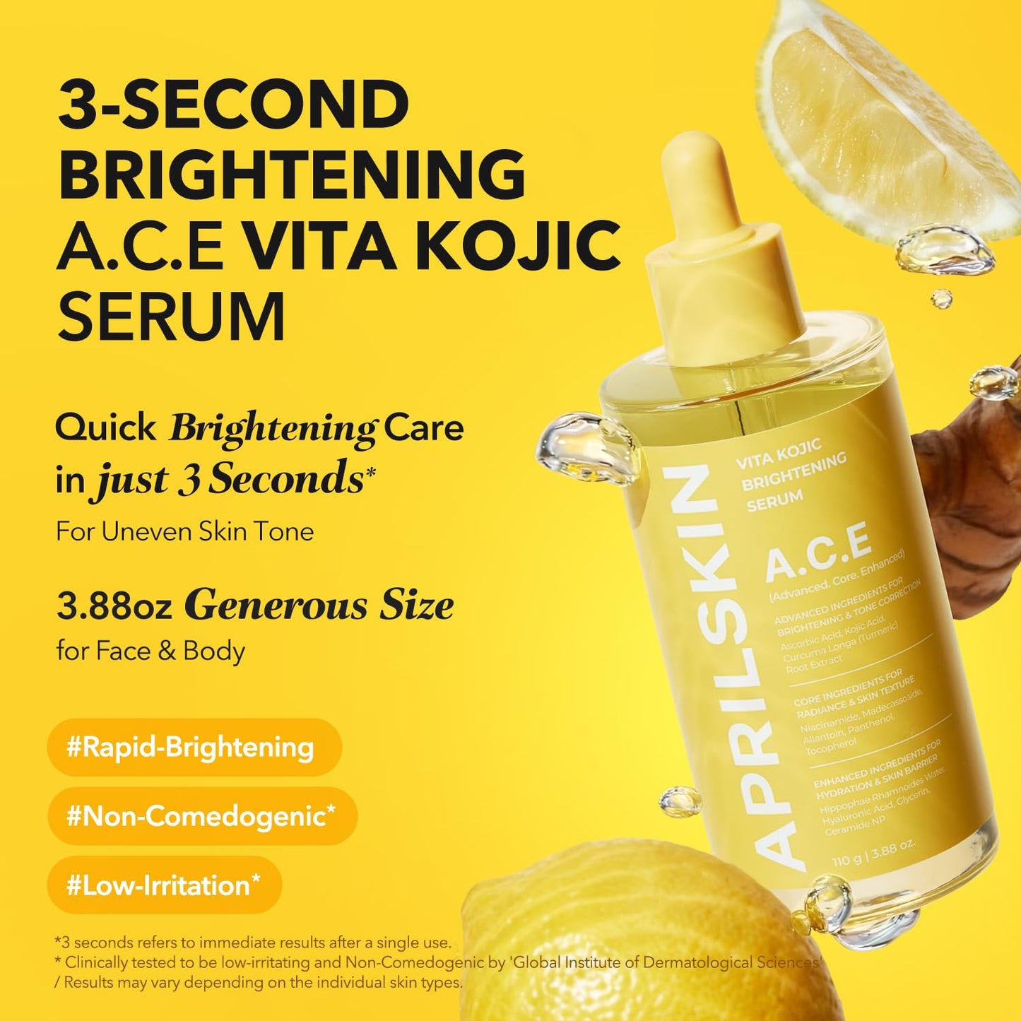 APRILSKIN A.C.E Serum - Vita Kojic Brightening Serum with Kojic Acid & Vitamin C | 3.88 oz for Even Skin Tone