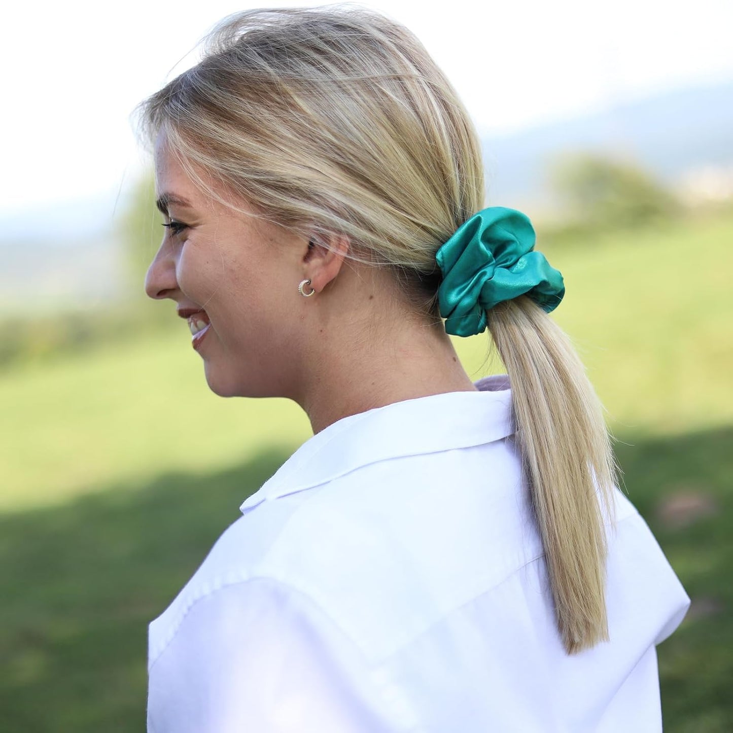 Satin Hair Scrunchies - 2 Pcs Soft Fabric Ponytail Holders for Women | Dark Red