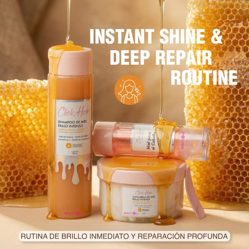 Honey Hair Shampoo & Mask Set - Deep Hydration, Intense Repair | Sulfate & Paraben-Free (3 Pack)