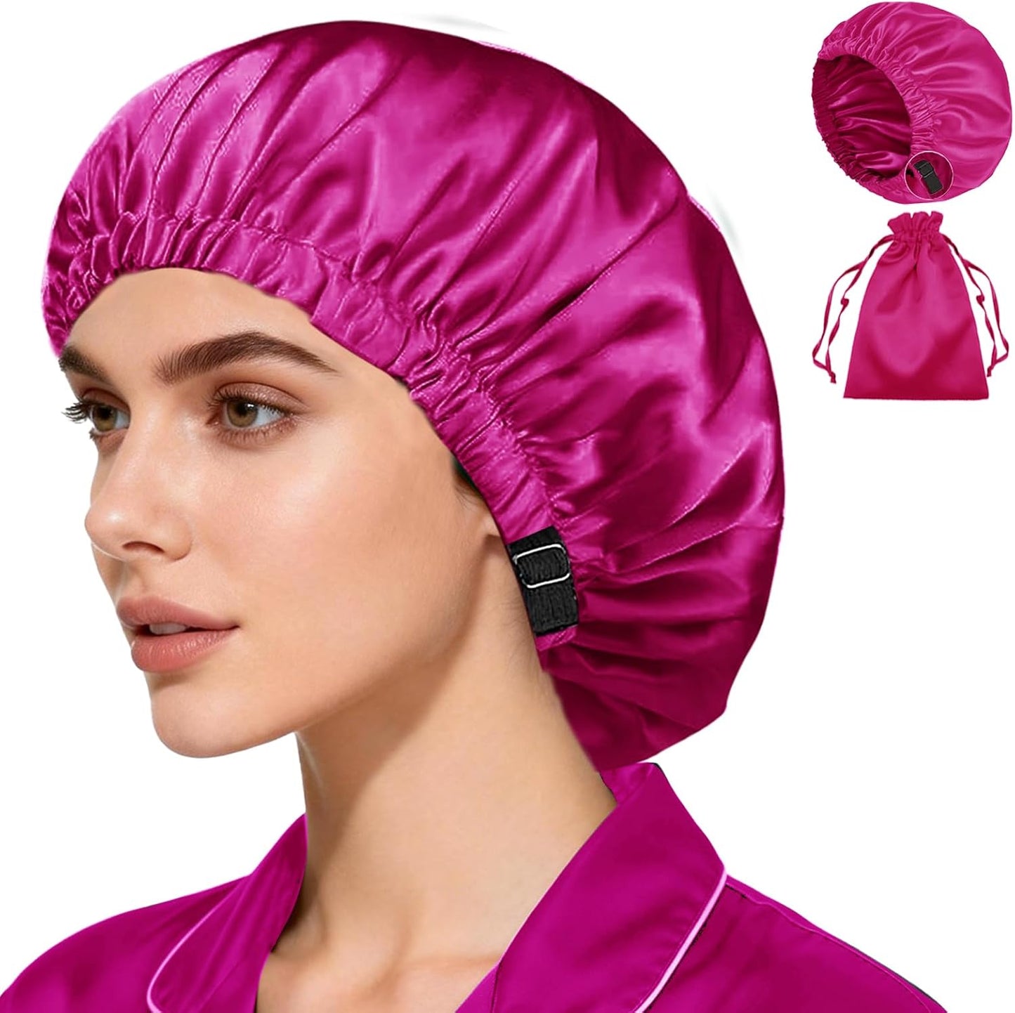 Silk Satin Bonnet Set - Soft Sleep Caps for Curly Hair | 2-Pack, Women's Night Bonnets