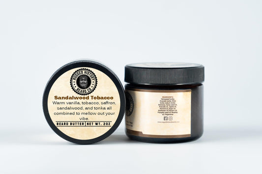 Rugged History Beard Co Sandalwood Tobacco Beard Butter – Warm Wood and Tobacco Scent – Small Batch Beard Butter – Made in Texas – 2 oz