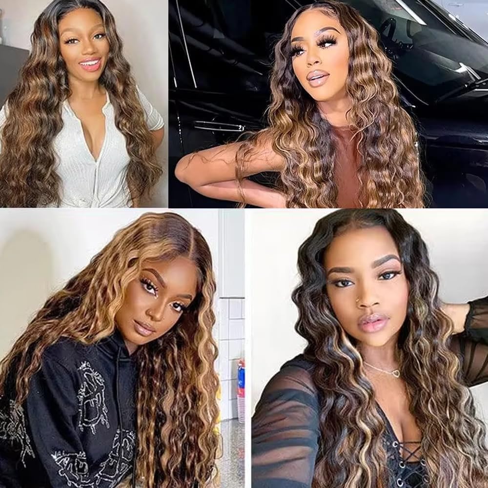 Ombre Human Hair Bundles Highlight Water Wave Bundles p430 Human Hair Bundle 12 14 16 inch Brown Water Wave Bundle 150g