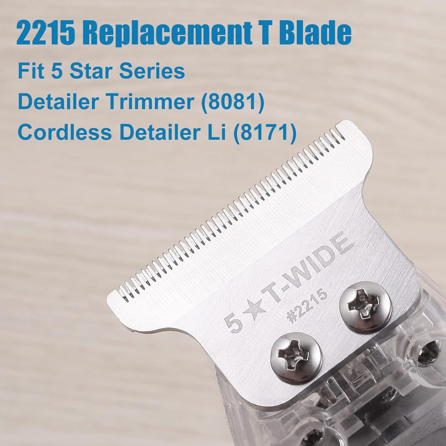 Replacement T Wide Blades for Wahl 5 Star Detailer Li Trimmer | 2 Pack Adjustable Stainless Steel Zero-Gap Blades
