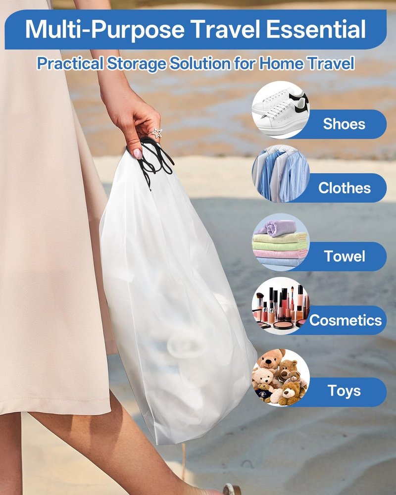 6 Pack Shoe Bags for Travel - Transparent Waterproof Portable Storage | 15.7" x 11.8" - Essential Packing Solution for Men & Women