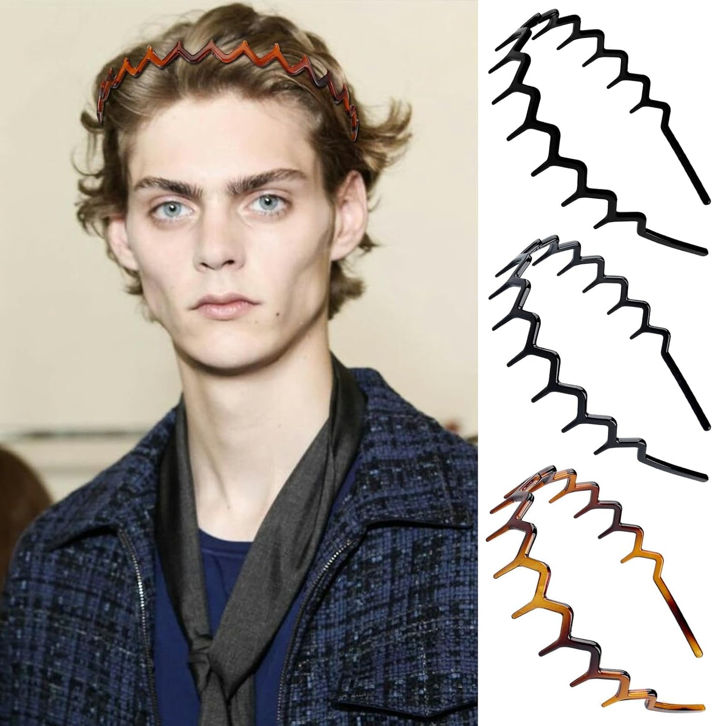 Zig Zag Shark Tooth Headbands - 6Pcs U-Shaped Hair Bands for Women | Wavy Teeth Design