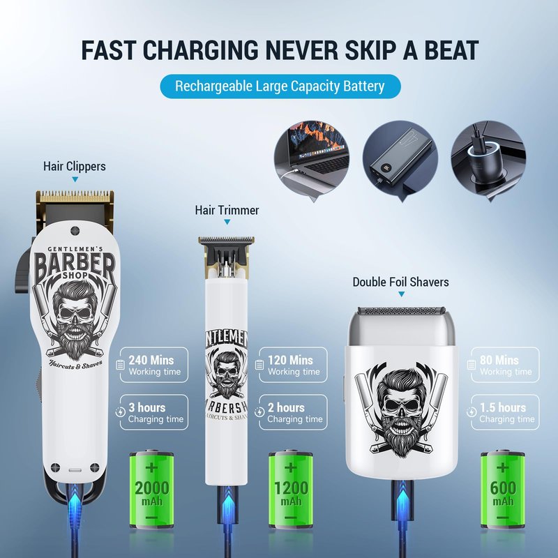 BESTBOMG® Hair Clippers for Men Professional, Beard Trimmer Kits & Sets, Electric Shavers, Hair Clippers & Trimmer Ceramic T-Blade, for Barber, for Gifts