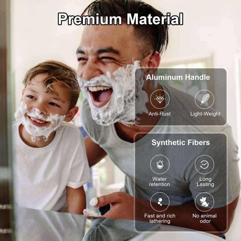 Portable Mini Shaving Brush with PU Pouch - Easy Carry Mini Brush for Frequent Travelers - Durable Synthetic Fibers, Anti-rust Aluminum Handle, Handy Mini Pouch, Fast and Rich Lathering