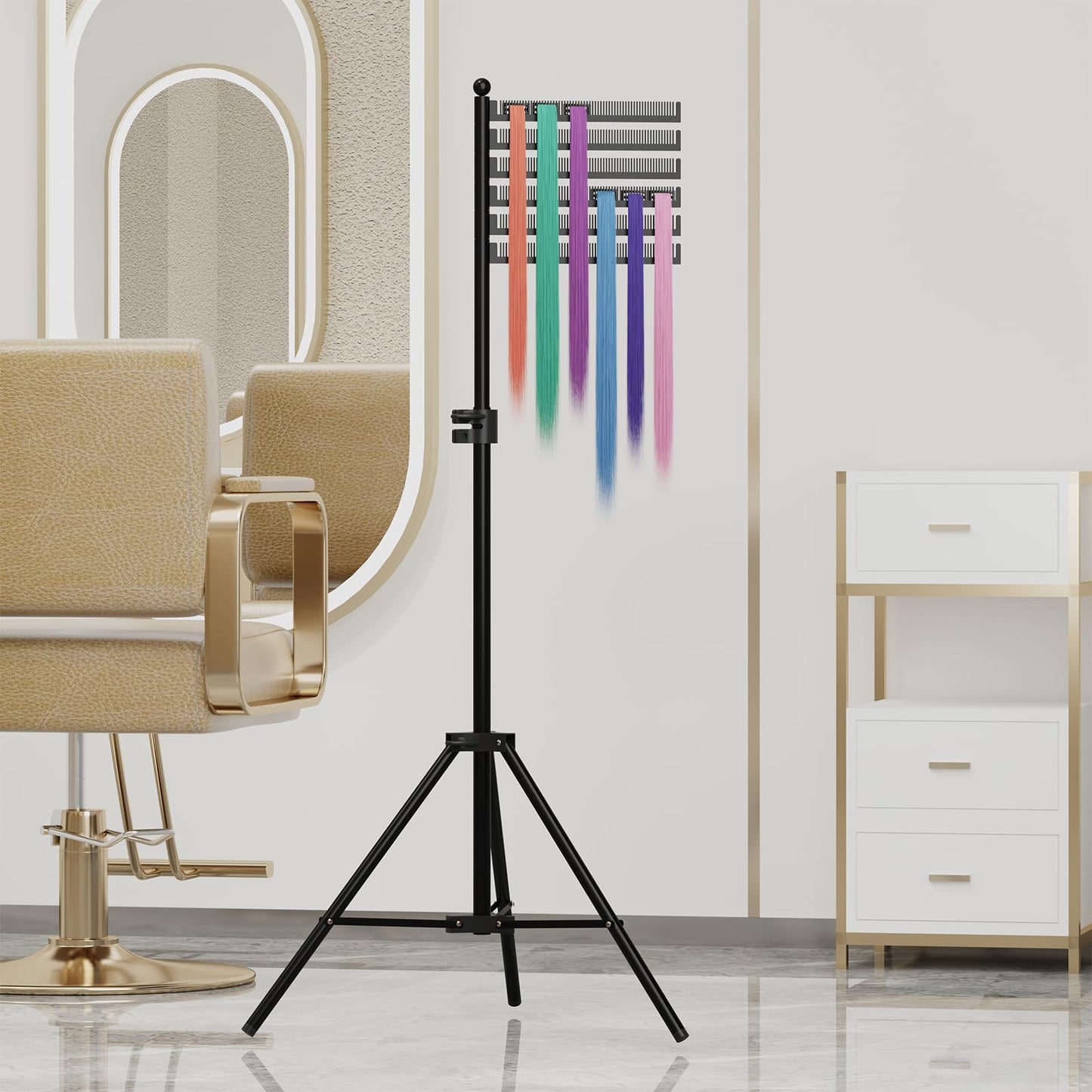 ikare Hair Extension Holder Tripod - Height Adjustable Braiding Rack Stand for Hair, Metal Braid Rack for Hair Braiding Stand, Hair Separator