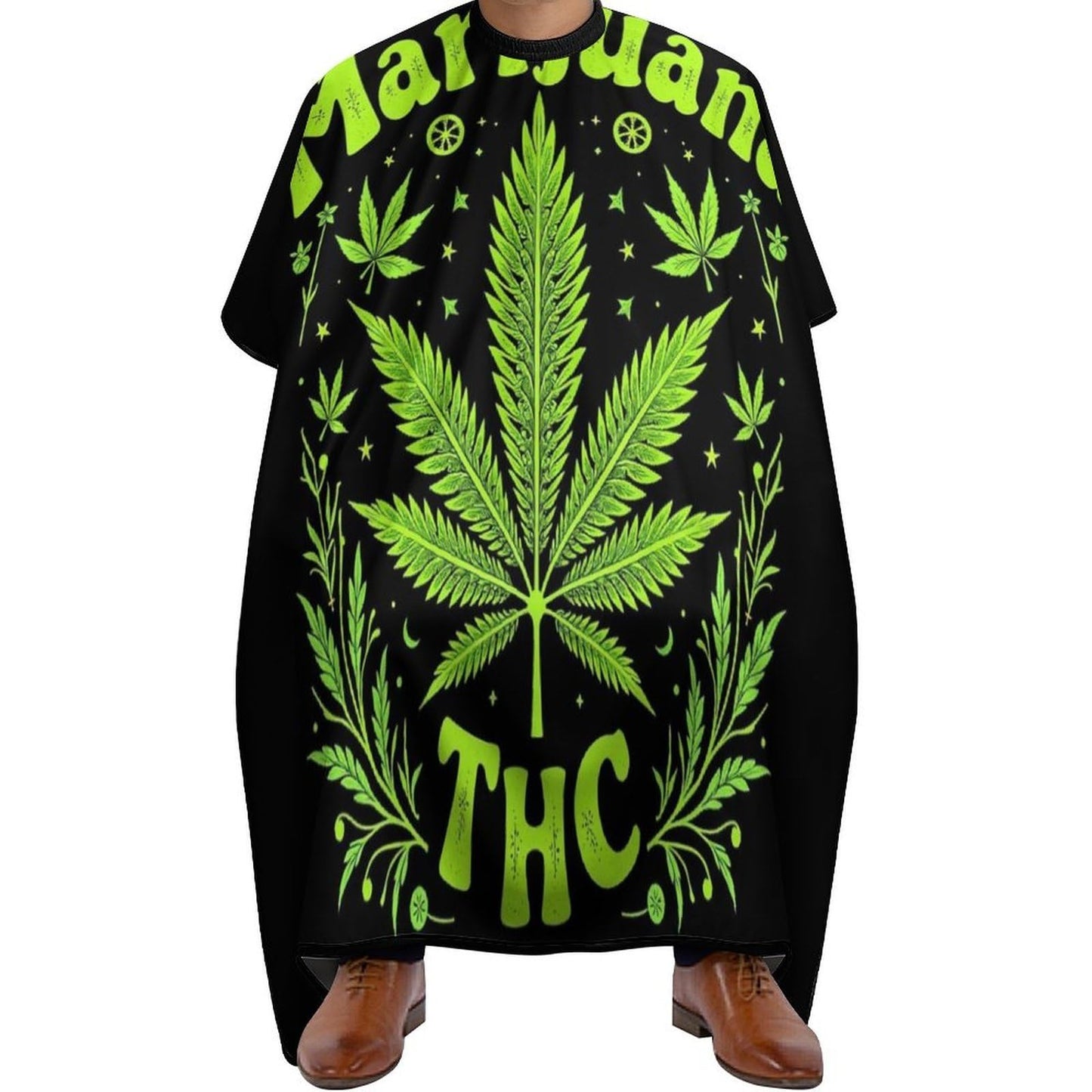 Premium Professional Hair Cutting Cape Unisex Salon Barber Cape with Adjustable Closure Green Weed Leaf Flag Art