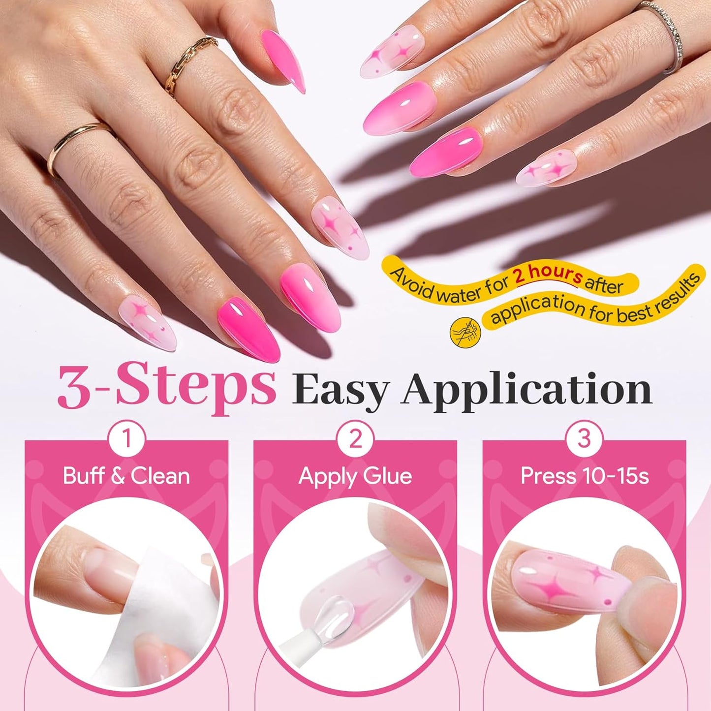Strong Nail Glue - Quick Dry Semi Solid Gel Adhesive for Press Ons | 10g/0.35oz, Waterproof Bond for DIY Manicure