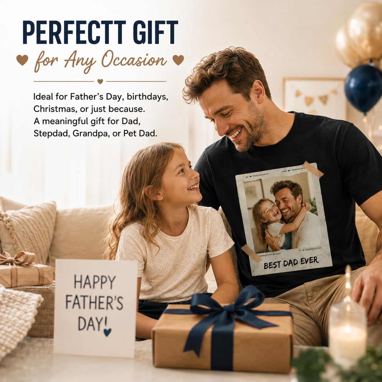 CustomSolo Custom Dad Photo T Shirt, Personalized for Dad, Upload Picture Shirt, Best Dad Ever Tee