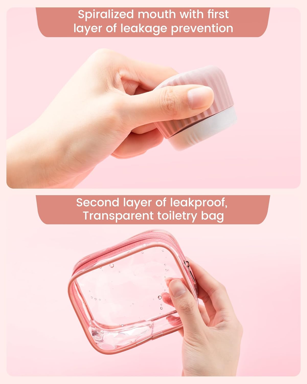 Travel Toiletry Containers - TSA Approved Silicone Jars, Leak-Proof | 4-Pack with Clear Bag