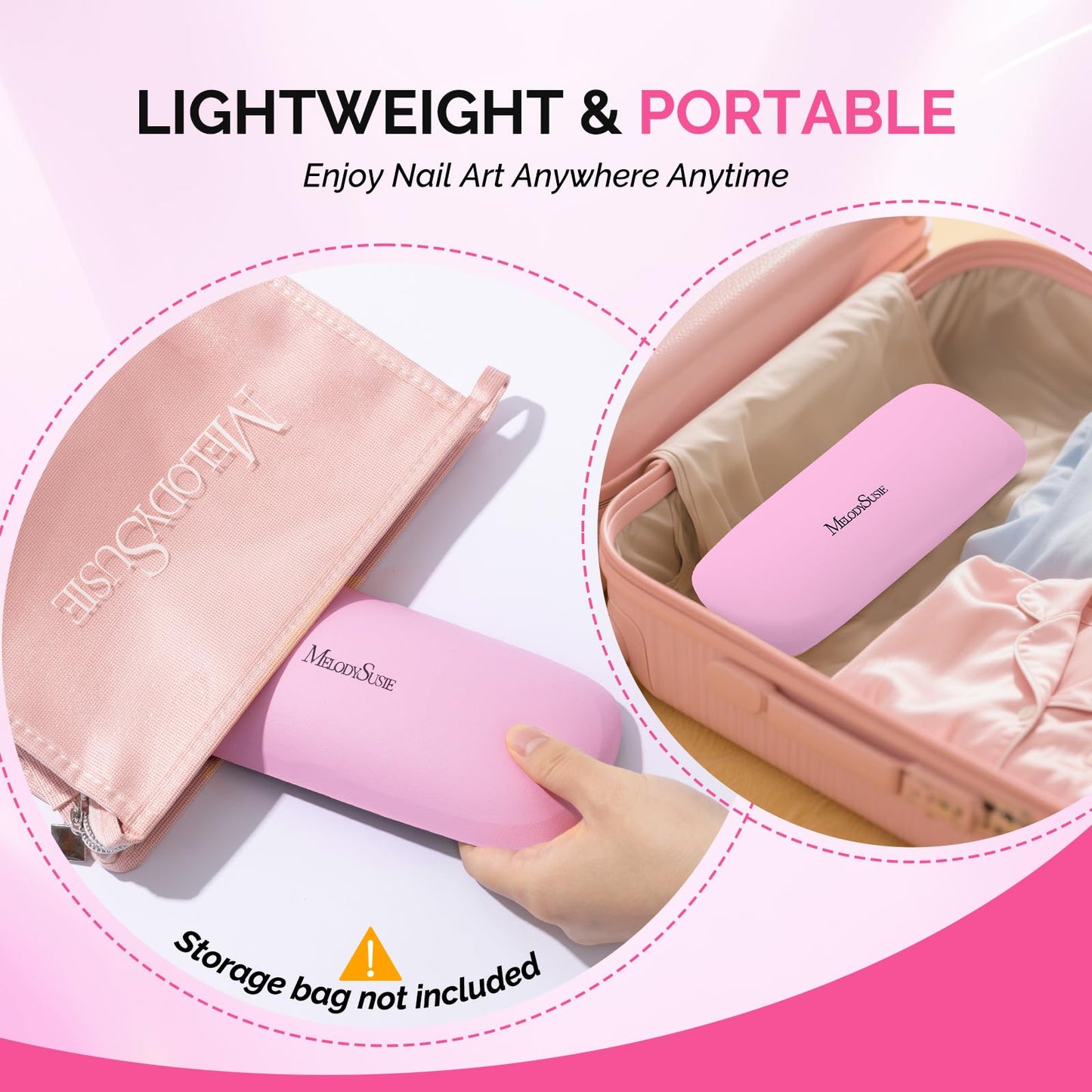 MelodySusie Nail Arm Rest, Soft PU Leather Wrist Support Cushion, Portable Hand Rest for Acrylic Gel Nail Art, Easy-Clean for Home Salon Travel, Pink