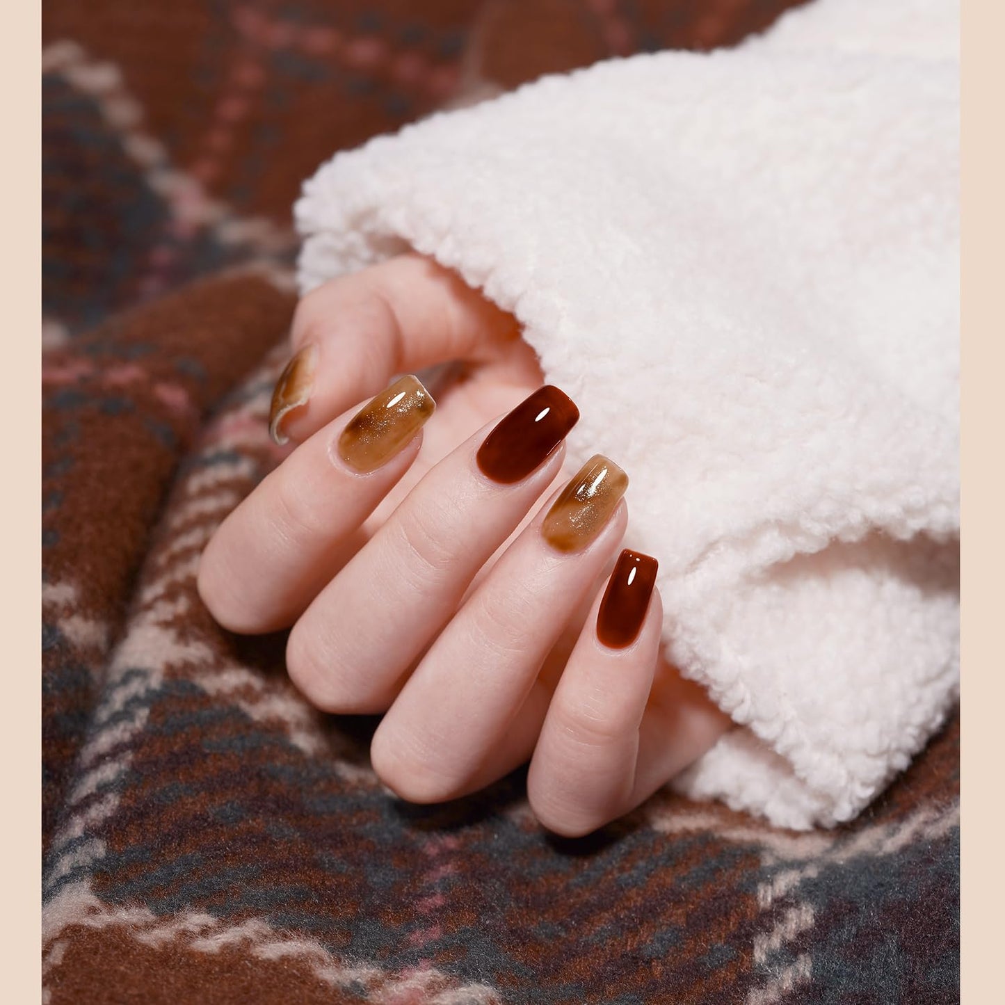 GAOY Jelly Tortoise Brown Gel Nail Polish Set, 6 Sheer Colors, UV Gel