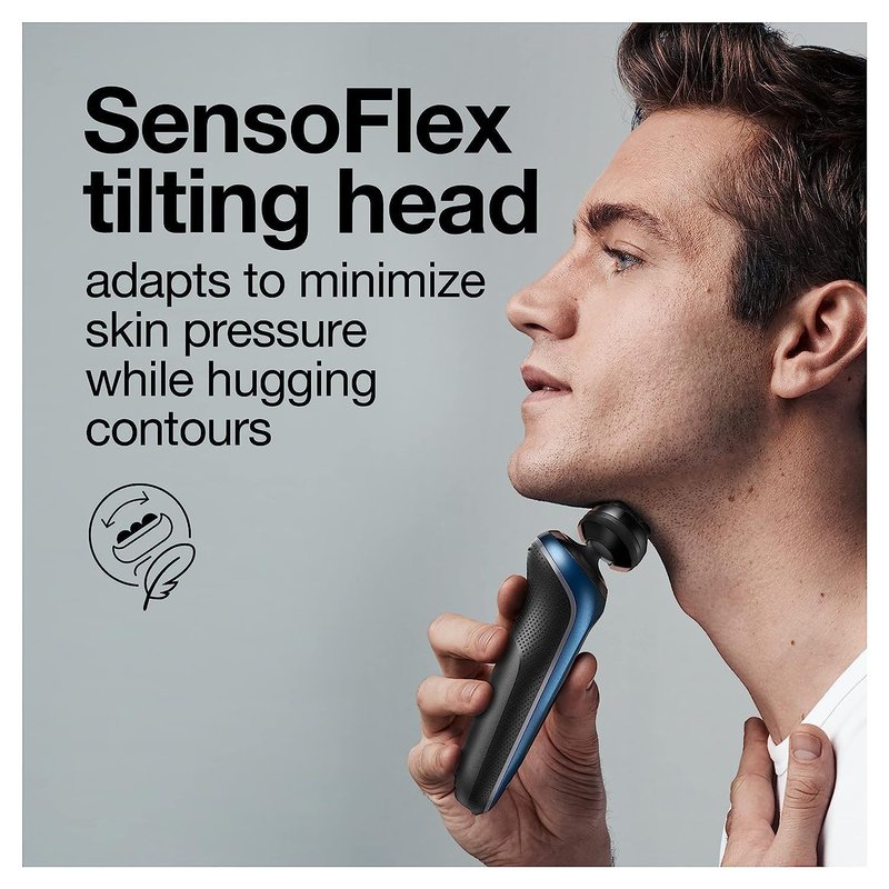Braun Series 6 6040cs Electric Shaver with Charging Stand, Precision Trimmer, Wet & Dry, Rechargeable, Cordless Foil Shaver, Blue