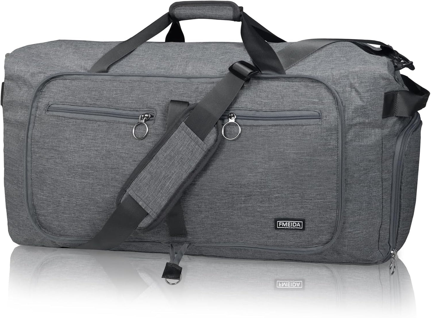 Duffle Bag 65L with Shoes Compartment - Foldable Travel Bag for Men & Women | Water-Repellent & Tear-Resistant (Black)