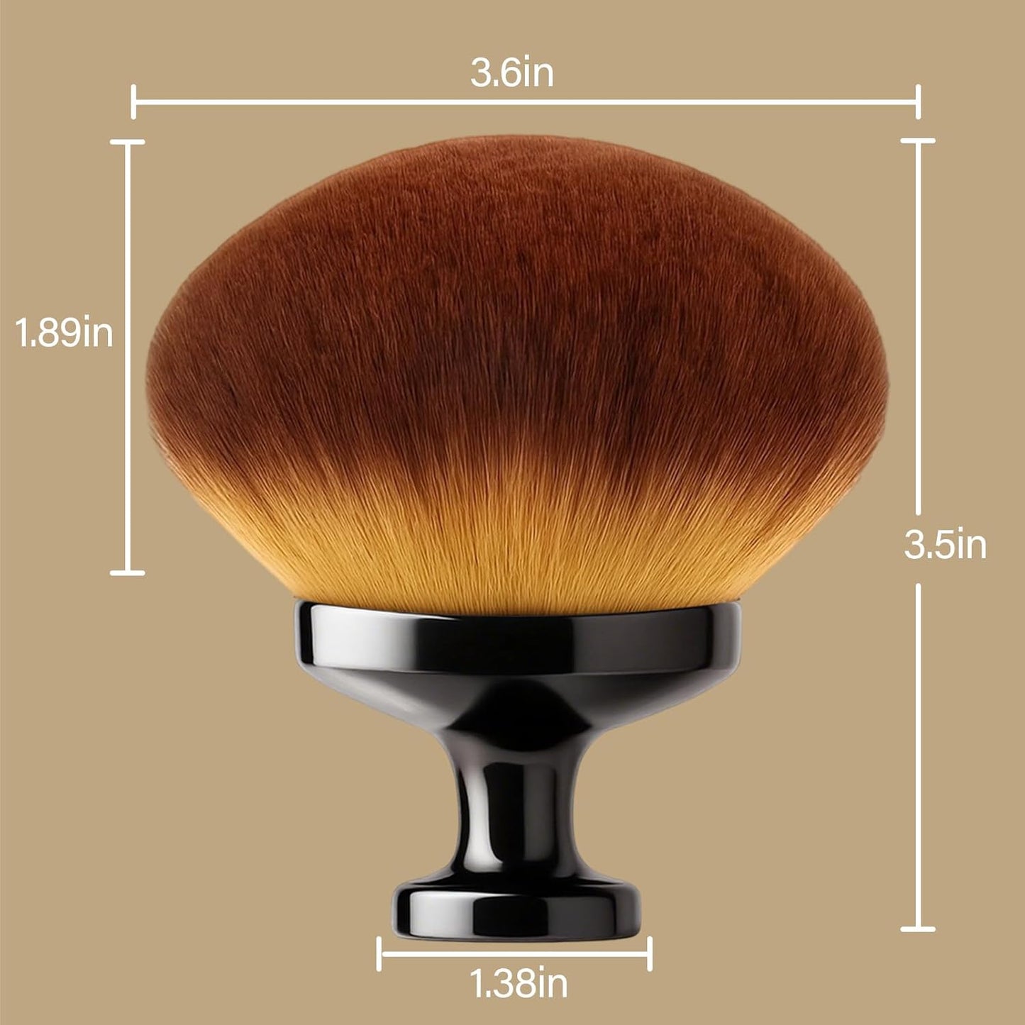 Extra Large Body Makeup Brush - Kabuki Brush for Self Tanner & Bronzer Application | 90mm Wide Head, Wet & Dry Use, Black