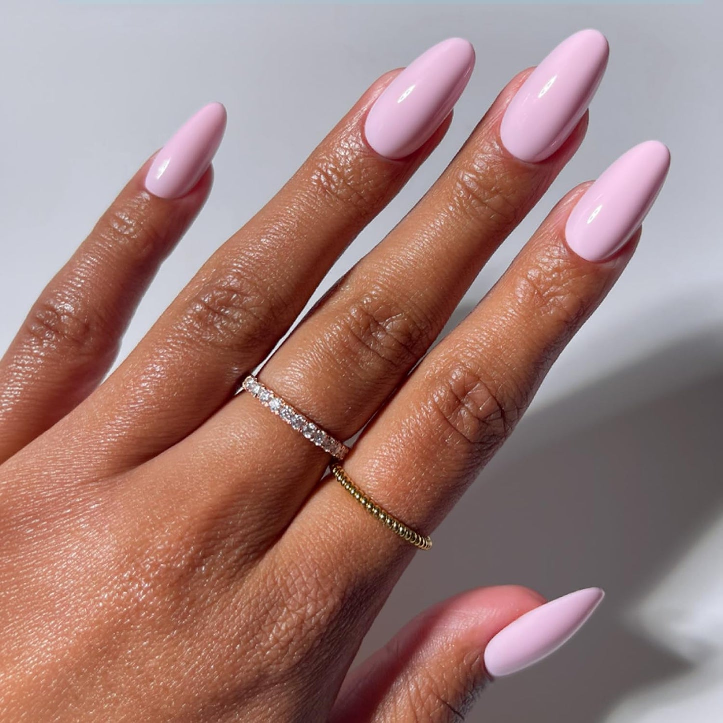 Glamnetic Press On Nails - Medium Oval Fake Nails | Glossy Light Pink Press On Nails, Salon Quality Kit with Glue | Pink Obsession - 30 Nail Set in 15 Sizes