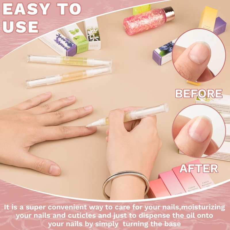 Cuticle Oil Pens - 2PCS Nail Care Revitalizer with Soft Brush | Aloe & Jasmine Flavor