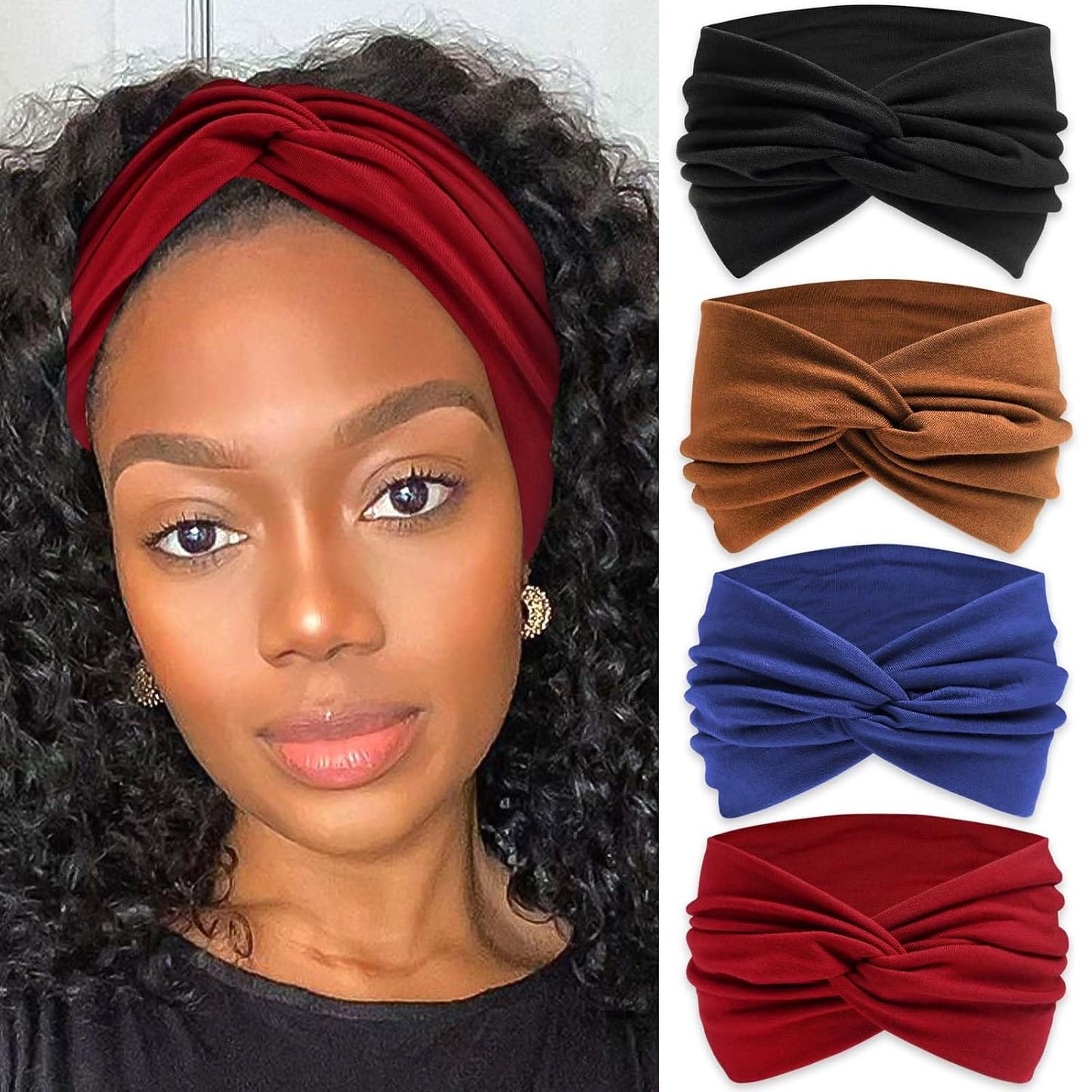 Bandana Headbands for Women - Large Turban Wraps | Knotted Criss Cross Design, Perfect for Workouts