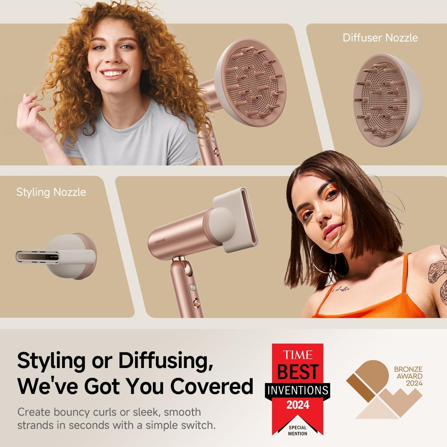 Dreame Pocket Pro Hair Dryer - Dual Voltage 1300W Ionic Travel Blow Dryer | Fast Drying, Lightweight, Low Noise