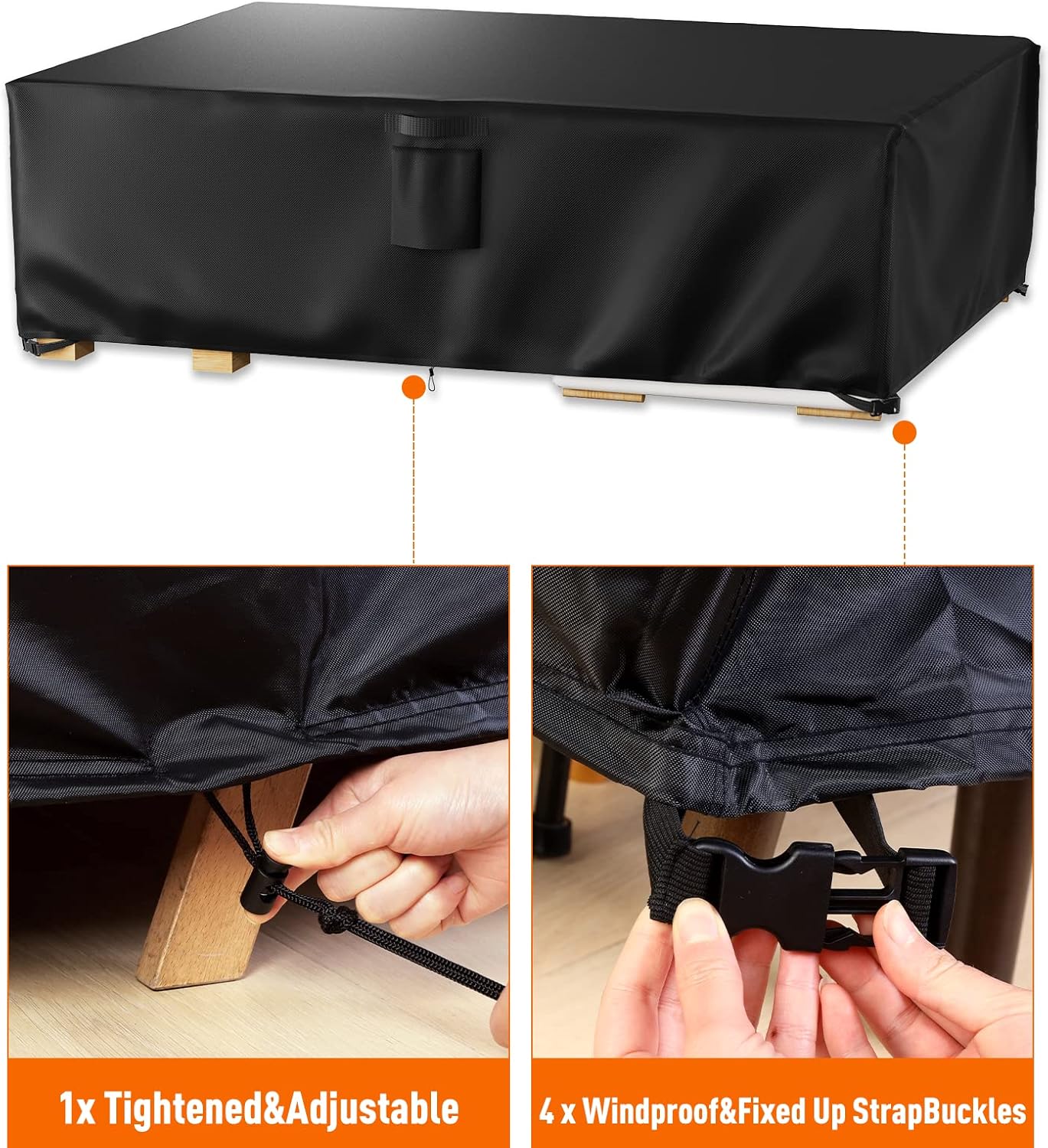 Patio Furniture Covers - Waterproof Outdoor Table & Chair Protection | Heavy Duty 600D, 108" L x 82" W x 27.9" H