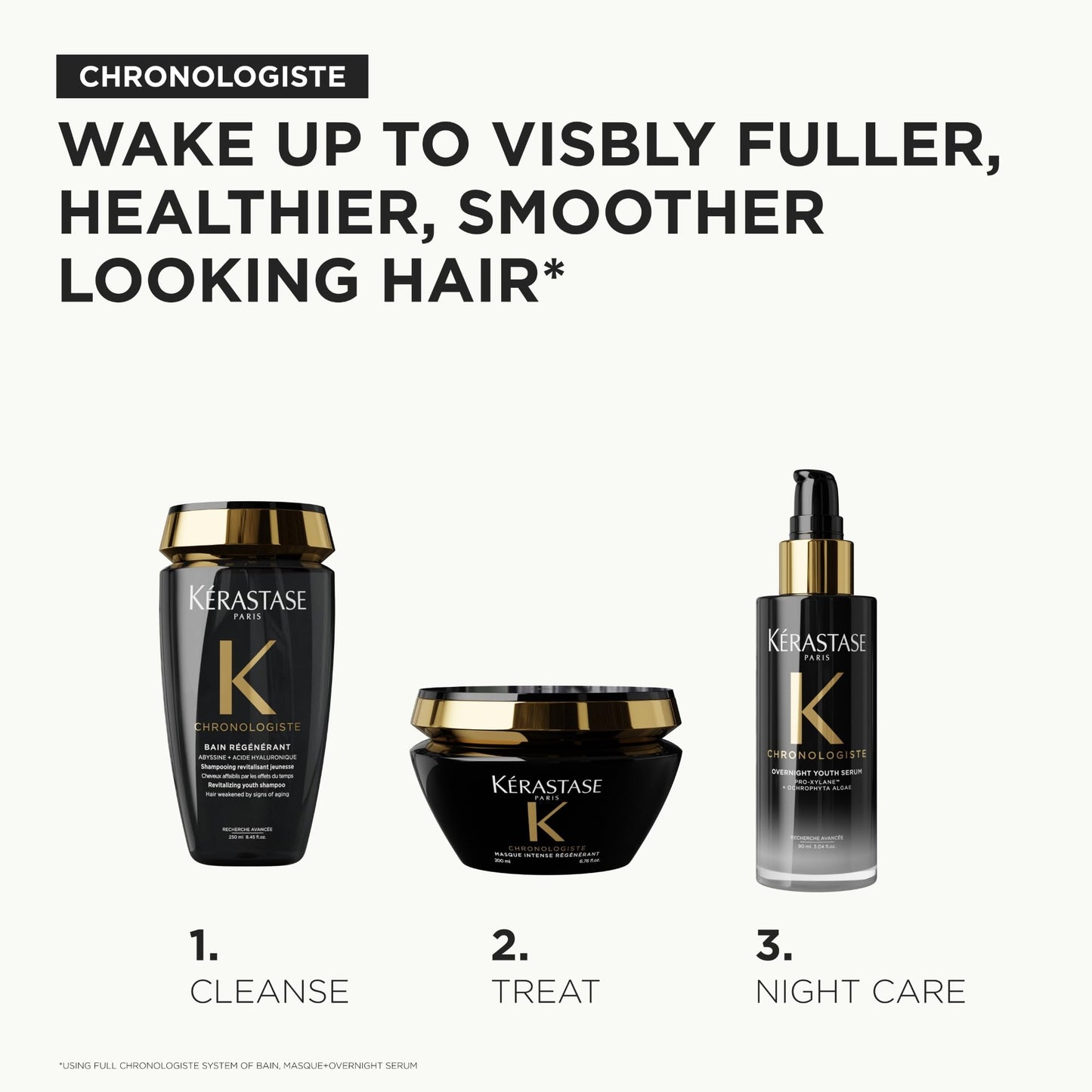 KÉRASTASE Chronologiste Overnight Travel Size Youth Serum - Age-Corrective Leave-In Serum for Hair Weakened by Signs of Aging, Anti-Frizz, Infused with Pro-Xylane™ & Ochrophyta Algae, 1.01 Fl Oz