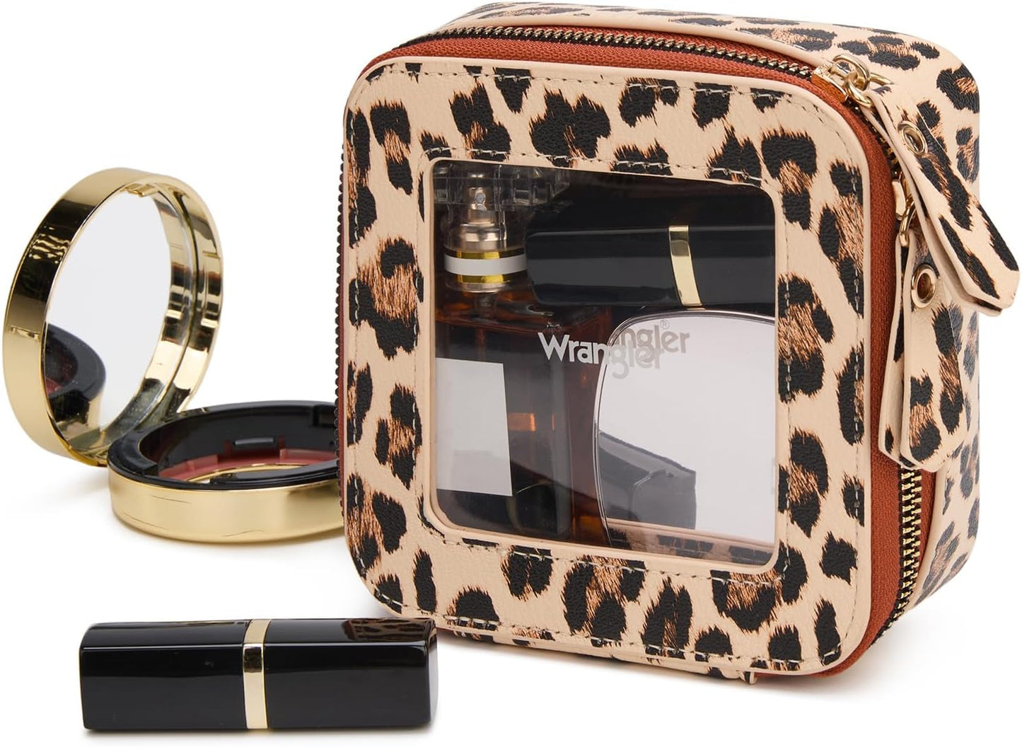 Clear Makeup Bag for Travel | Portable Cosmetic Organizer for Women - Leopard Print Design
