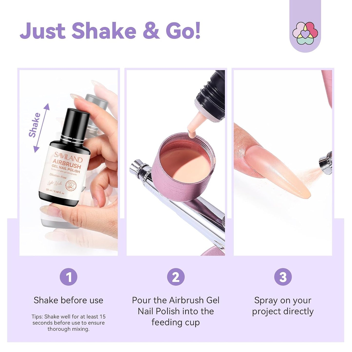 Airbrush Gel Nail Polish - Light Nude Non-Toxic Formula | Hema & Acetone Free, 20 ml for Ombre Nails
