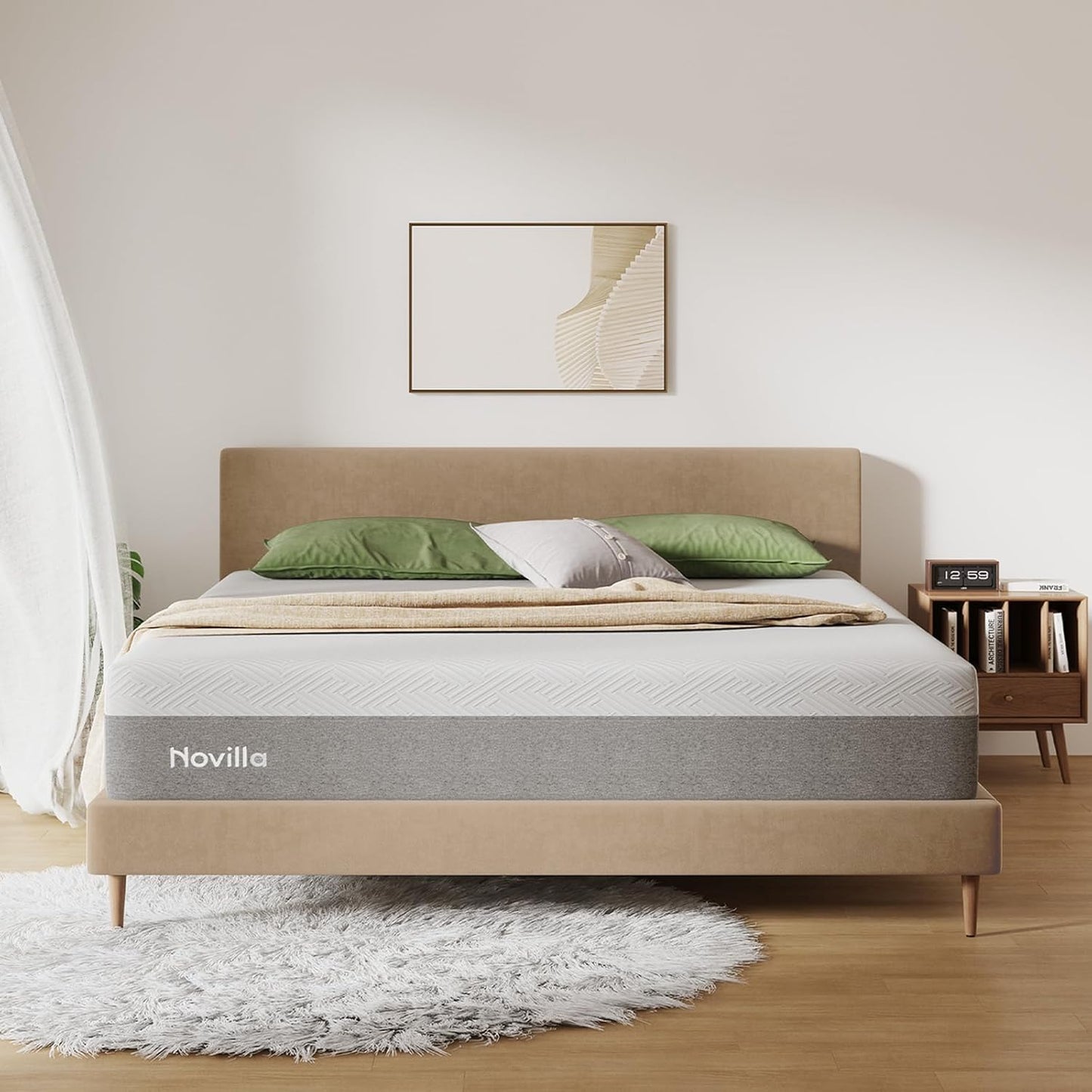 Novilla Bliss Queen Size Mattress - 12" Gel Memory Foam for Cool Sleep & Pressure Relief | Medium Plush Feel
