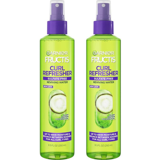 Garnier Fructis Curl Refresher Spray - Sulfate-Free Reviving Water | 8.5 Fl Oz, 2 Count