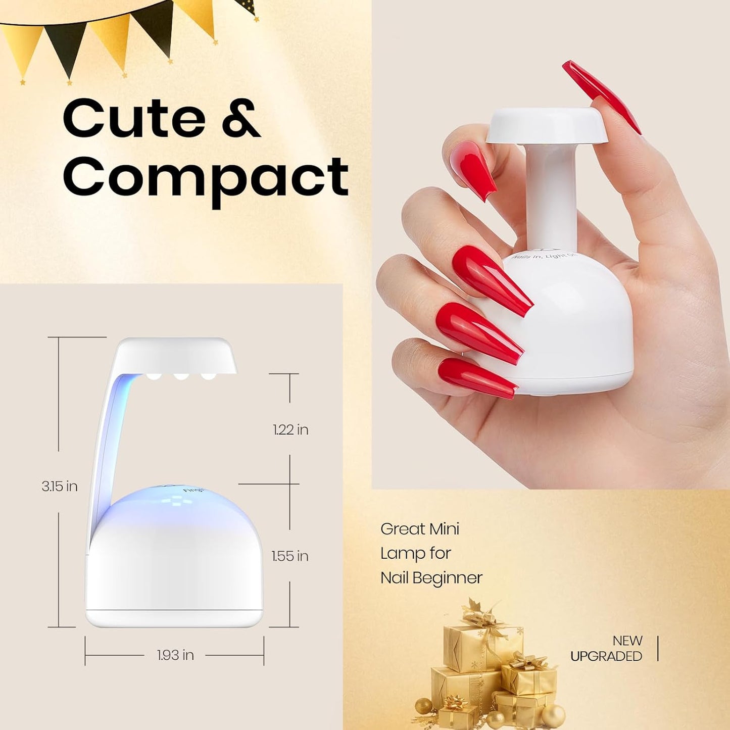 Mini UV Light for Gel Nails - Smart Sensor Flash Curing, Portable LED Manicure Tool | Fast & Easy DIY Nail Art