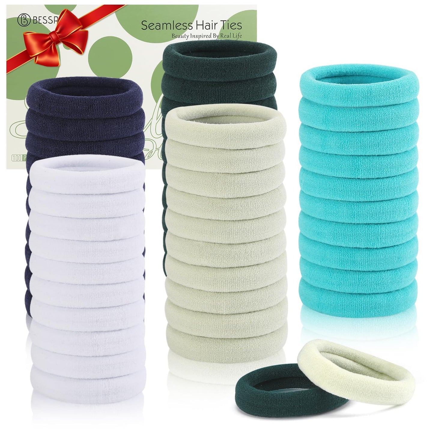 Bessrung 100PCS Seamless Elastic Hair Ties - No Damage Ponytail Holders for All Hair Types | Leopard Print