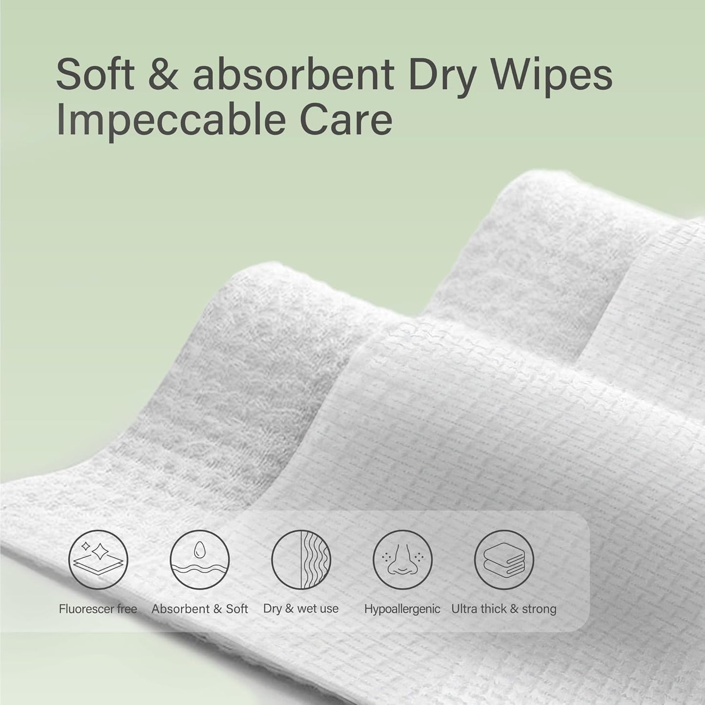 Facial Towels - Large Makeup Remover Towelettes | Soft Dry Wipes, 11.8 x 9.8 Inch, 200 Count Value Pack
