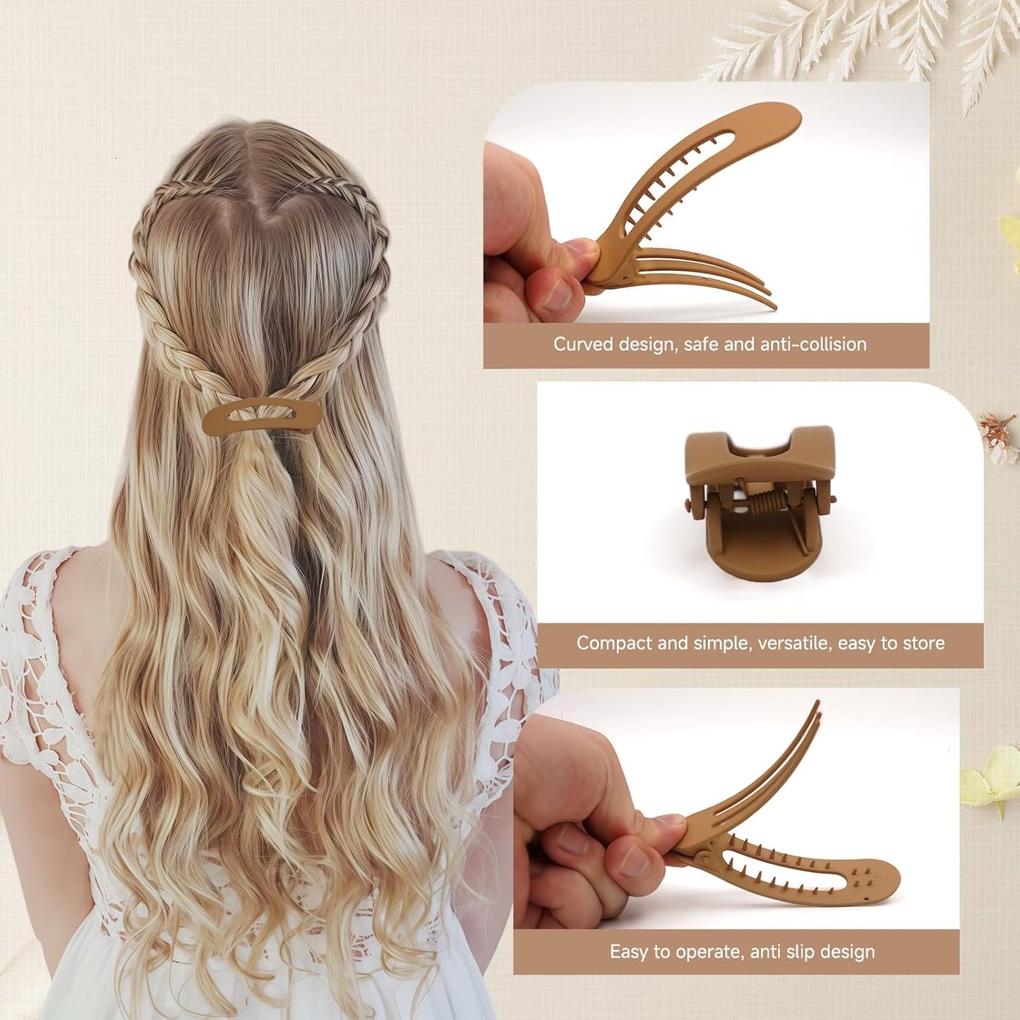Flat Hair Clips for Women - 12 Pack Matte Non-Slip Claw Clips | 6 Colors for Daily Use, Perfect for Thin Hair