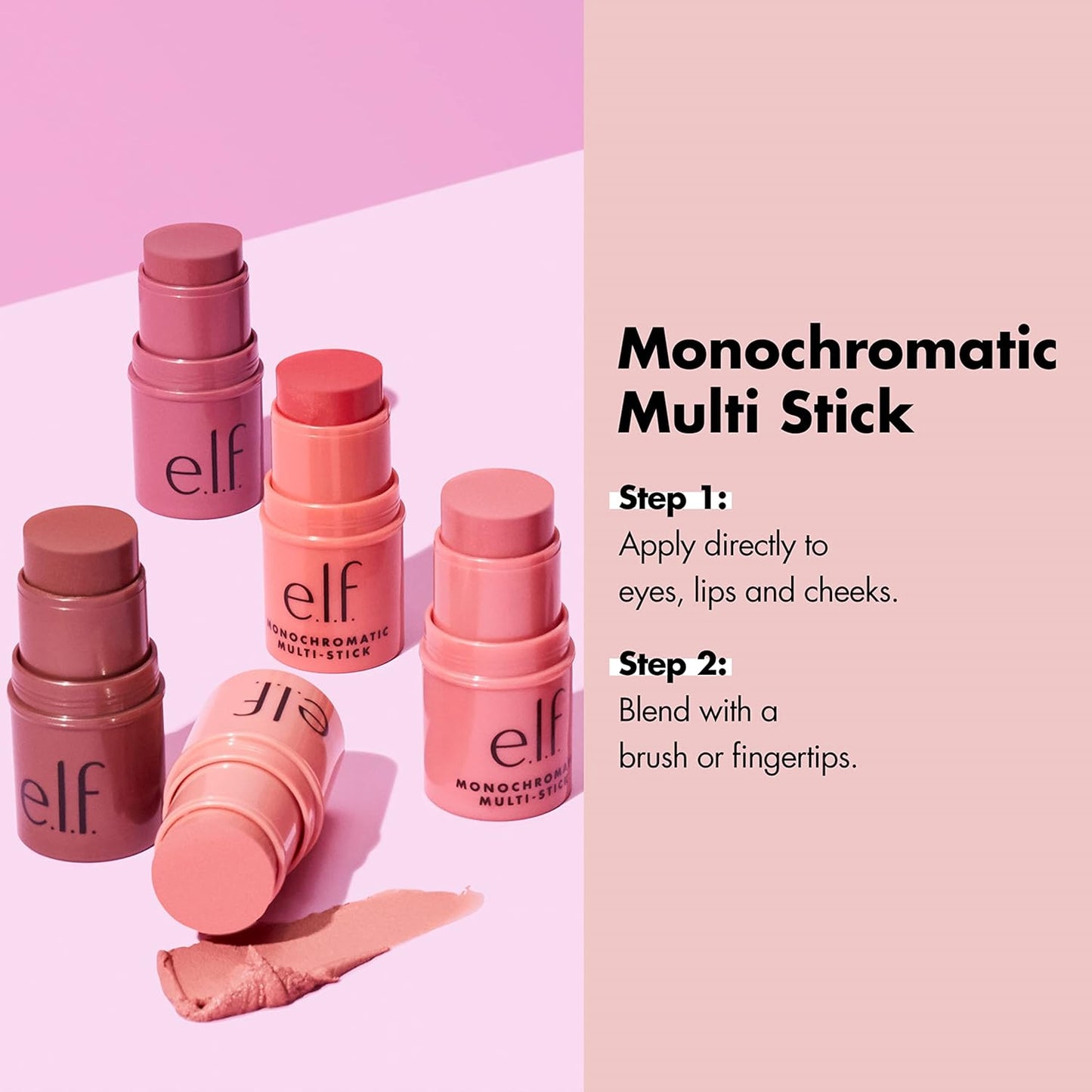 e.l.f. Monochromatic Multi Stick - Creamy & Blendable Color for Eyes, Lips & Cheeks | Glowing Mango, 0.17 Oz